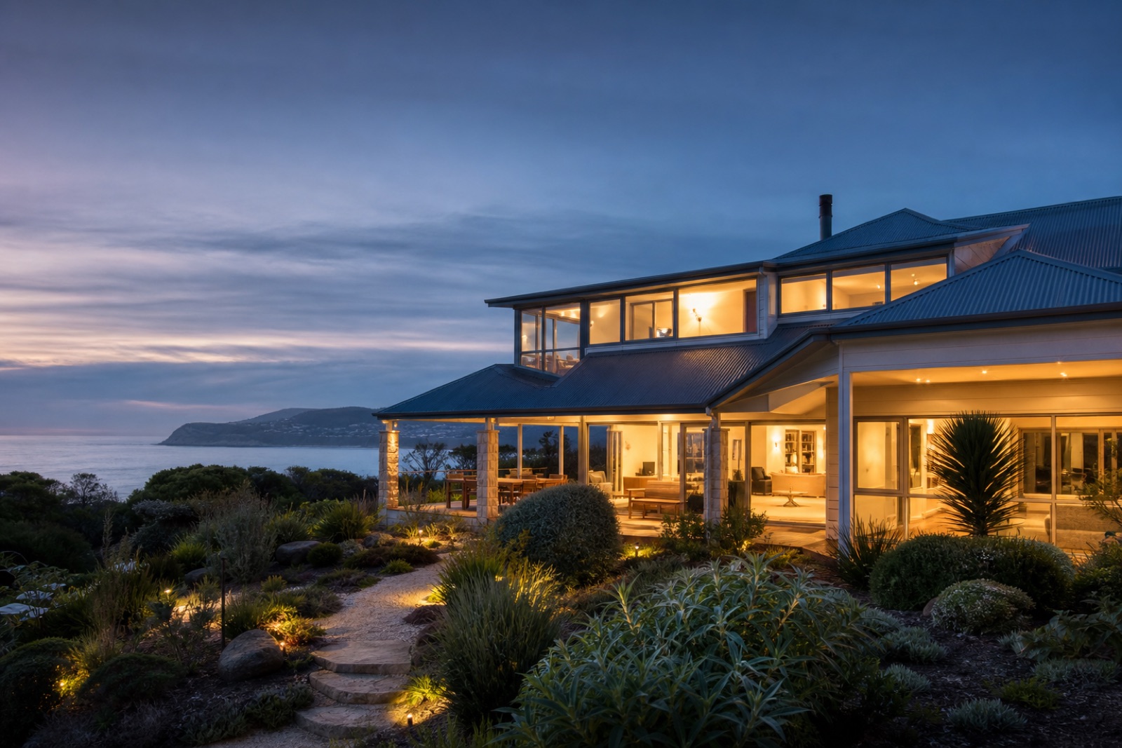 A Bayside Melbourne home at dusk